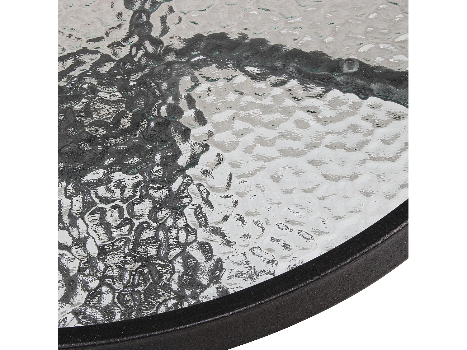 Table ronde en métal avec plateau en verre pour balcon et jardin
