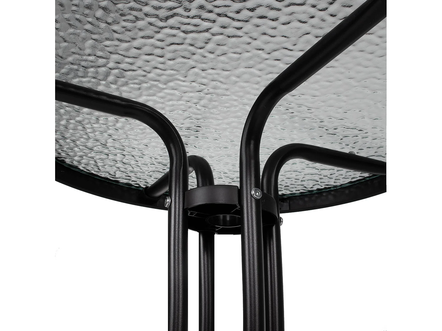 Table ronde en métal avec plateau en verre pour balcon et jardin