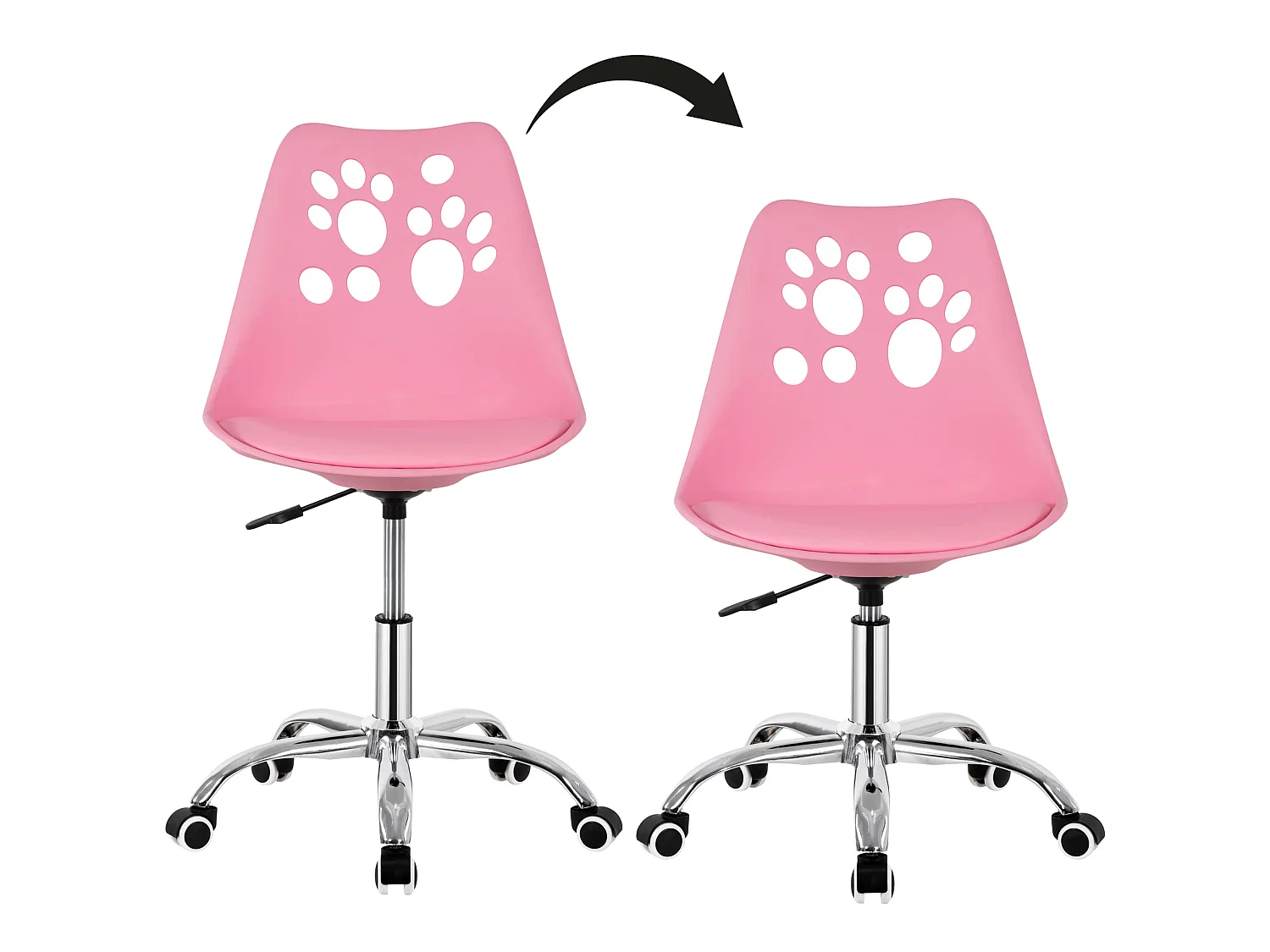 Chaise de bureau pour enfant – chaise de bureau pivotante avec réglage en hauteur, rose