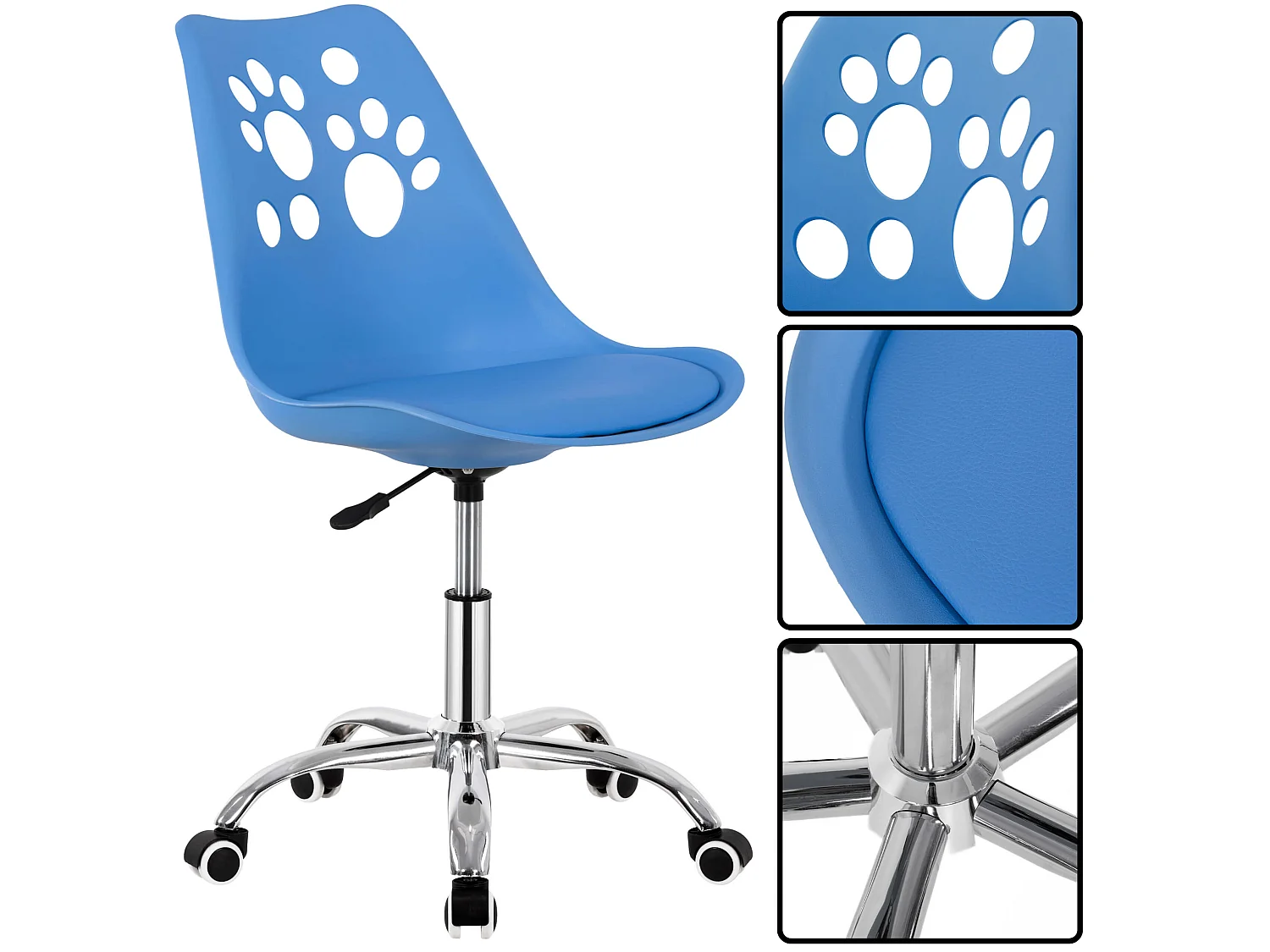 Chaise de bureau pour enfant – chaise de bureau pivotante avec réglage en hauteur, bleu