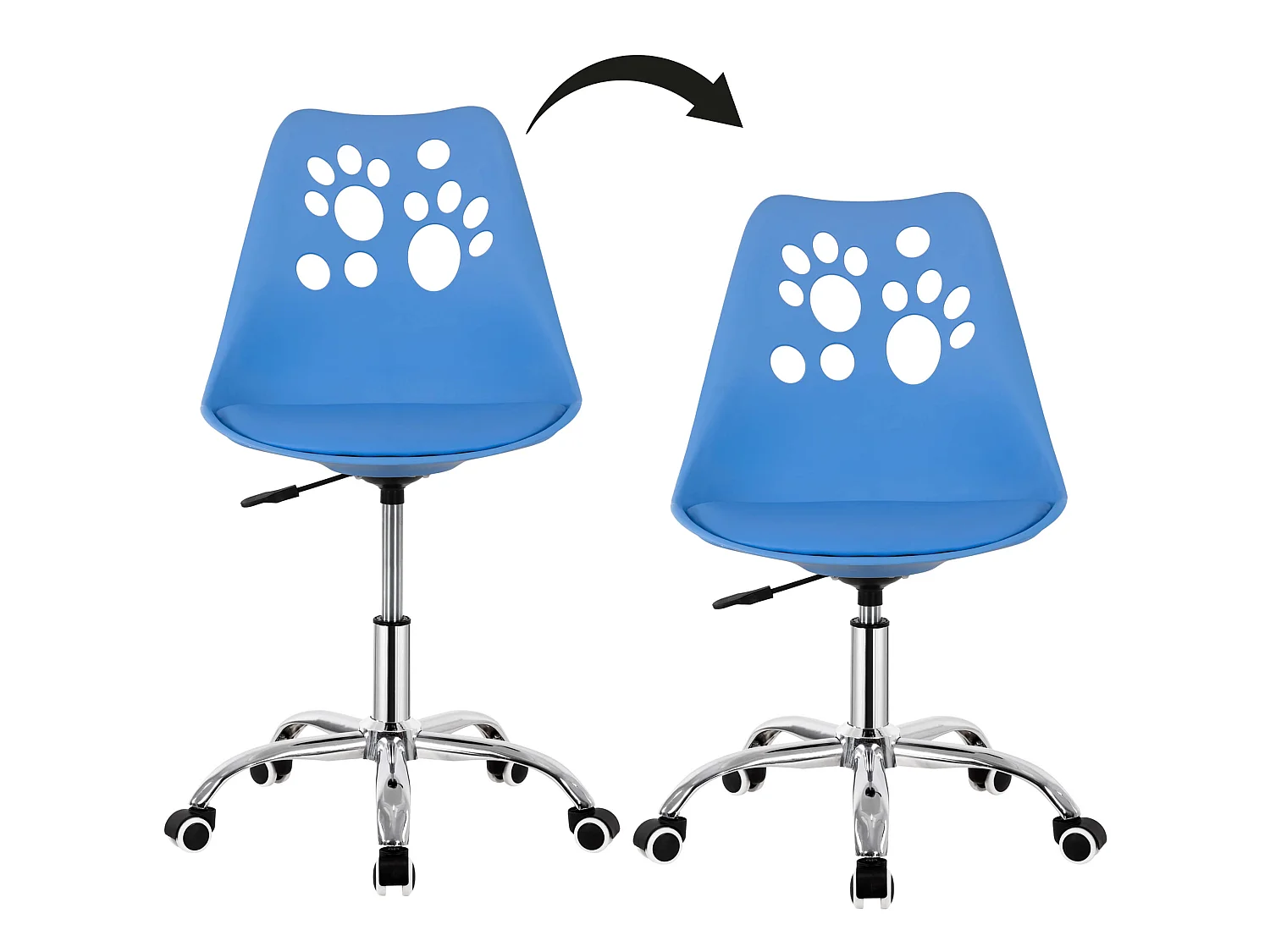 Chaise de bureau pour enfant – chaise de bureau pivotante avec réglage en hauteur, bleu