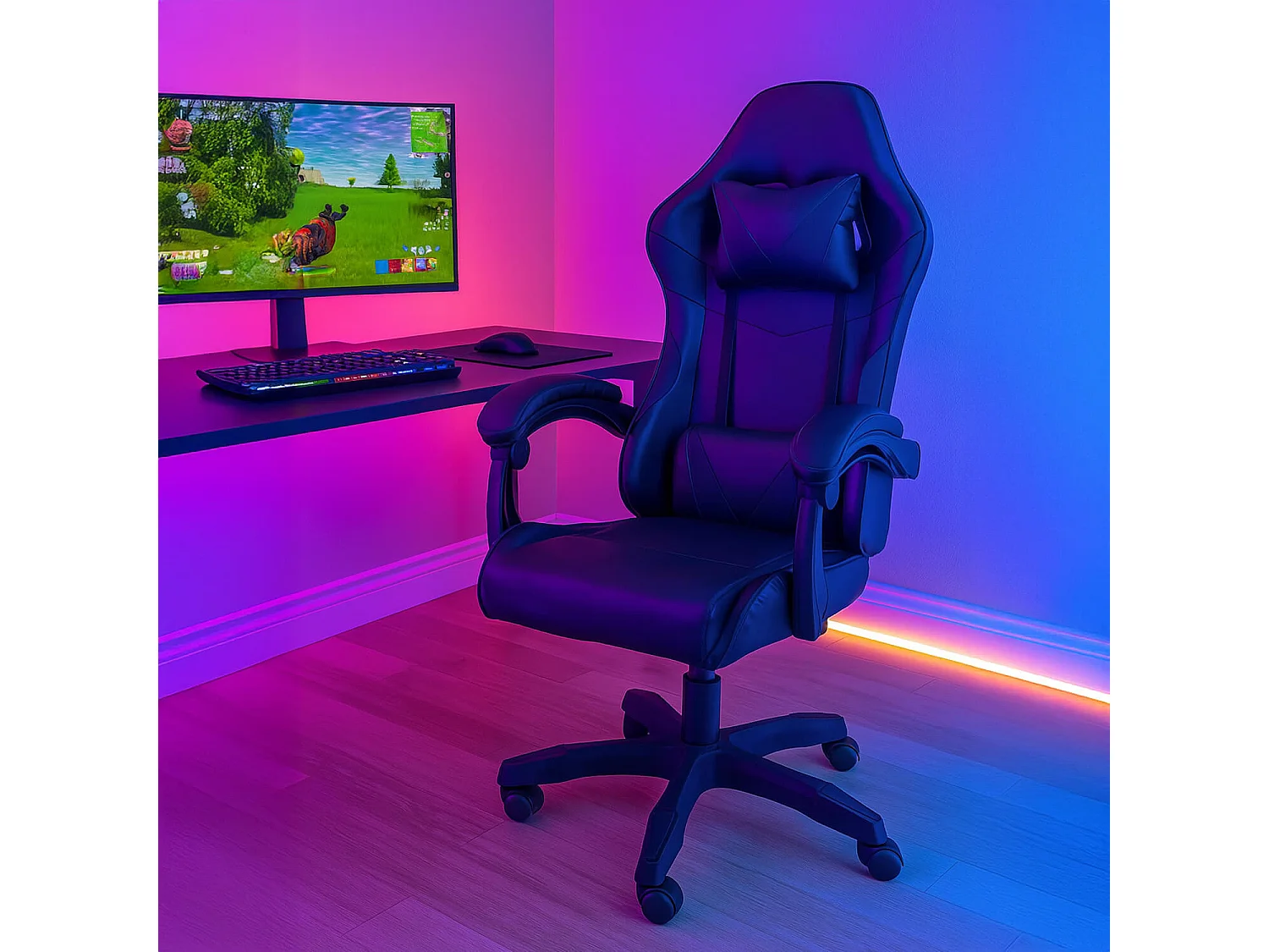 Chaise de bureau gaming – chaise de bureau pivotante avec réglage en hauteur