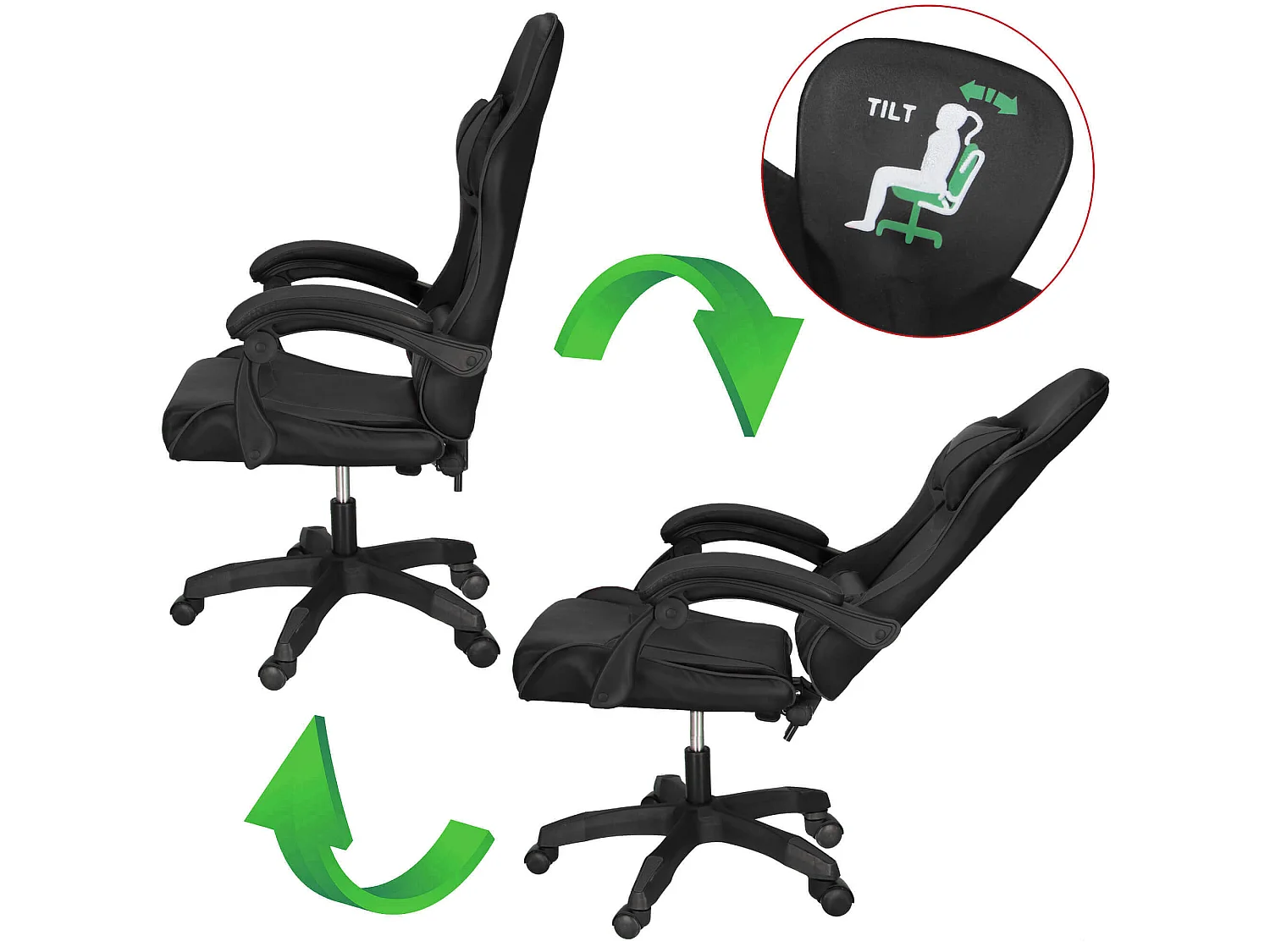 Chaise de bureau gaming – chaise de bureau pivotante avec réglage en hauteur
