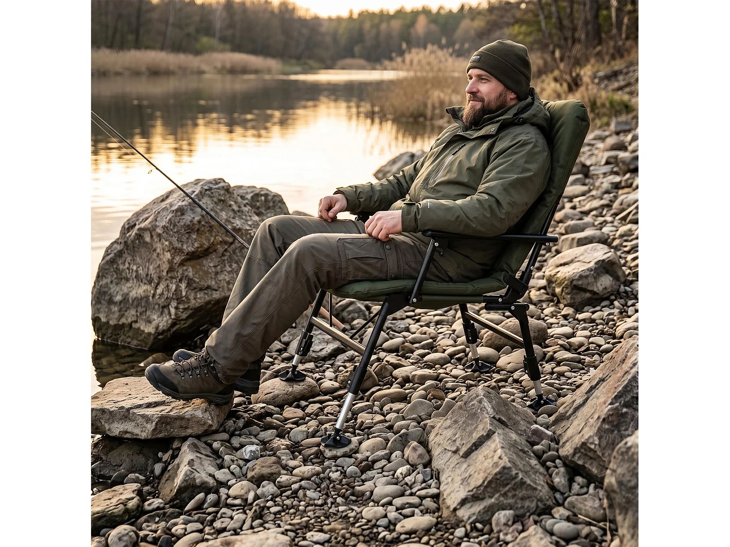 Chaise de pêche Springos® - Chaise de camping pliante avec dossier réglable