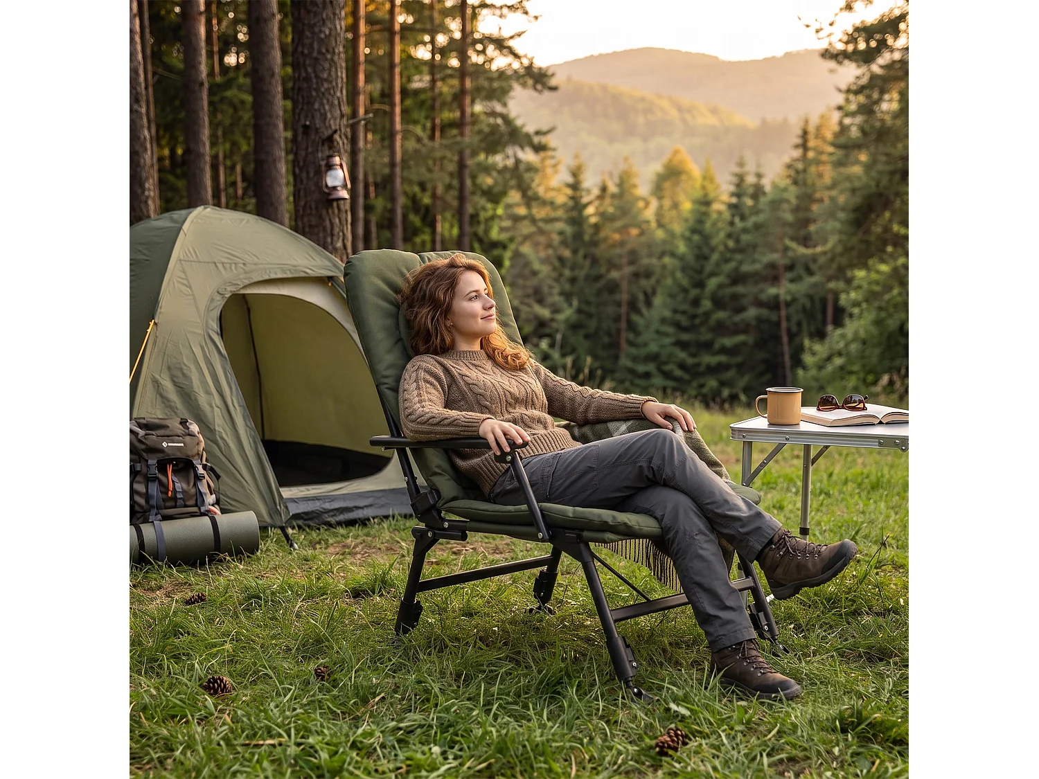 Chaise de pêche Springos® - Chaise de camping pliante avec dossier réglable