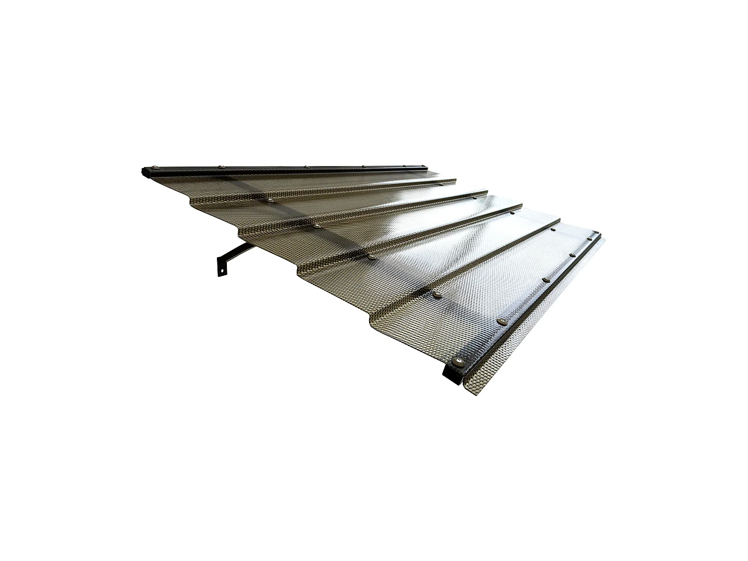 Daszek nad drzwi aluminiowy STARKEDACH DIAMONDS T-150 – prosty, 150 x 95,4 cm, rama antracytowa RAL 7016, dach szary z efektem dachówki