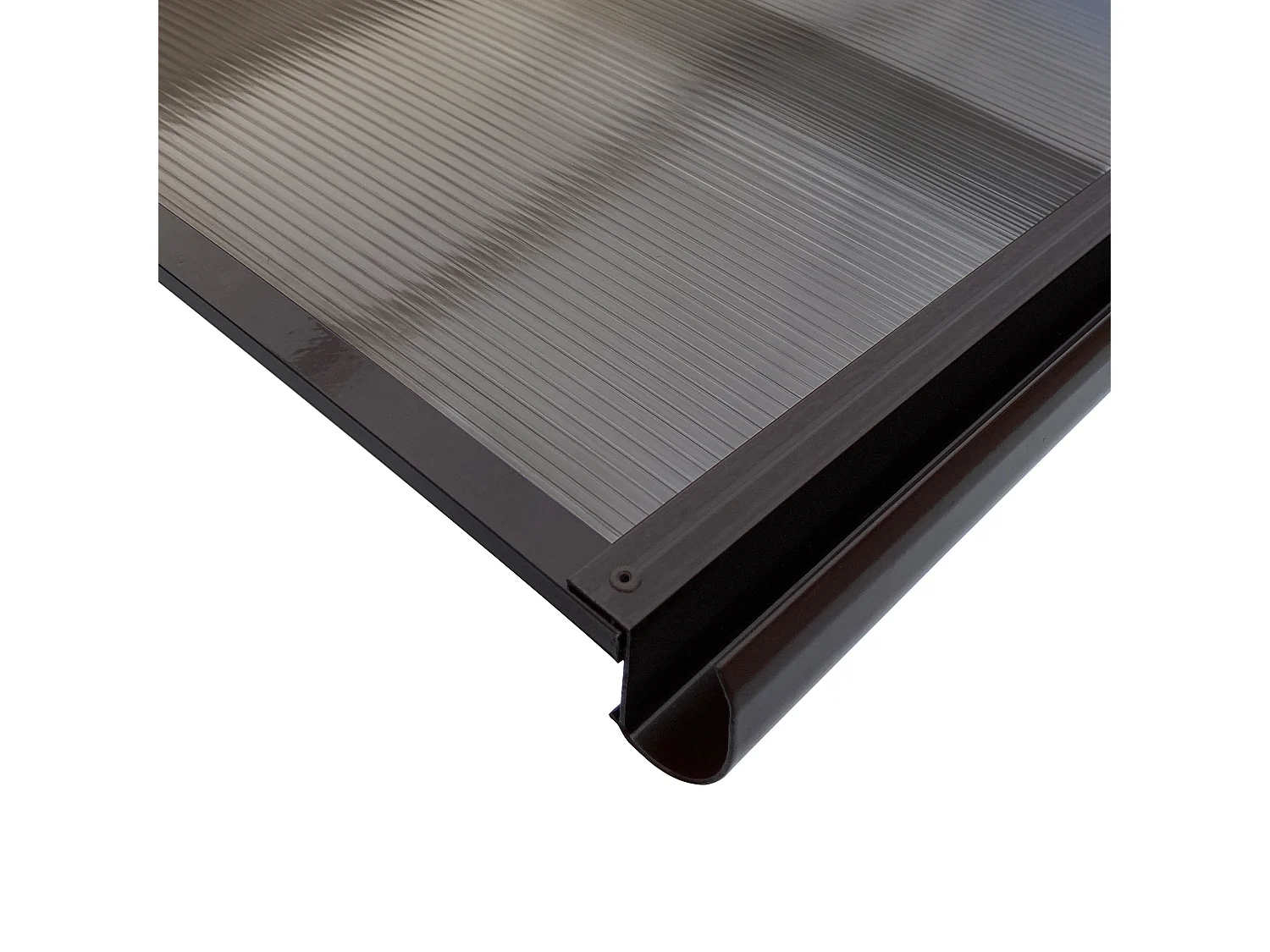 Entrétak i aluminium STARKEDACH T-160 – rakt, 160 x 100 cm, ram chokladbrun RAL 8017, tak brunt tonat