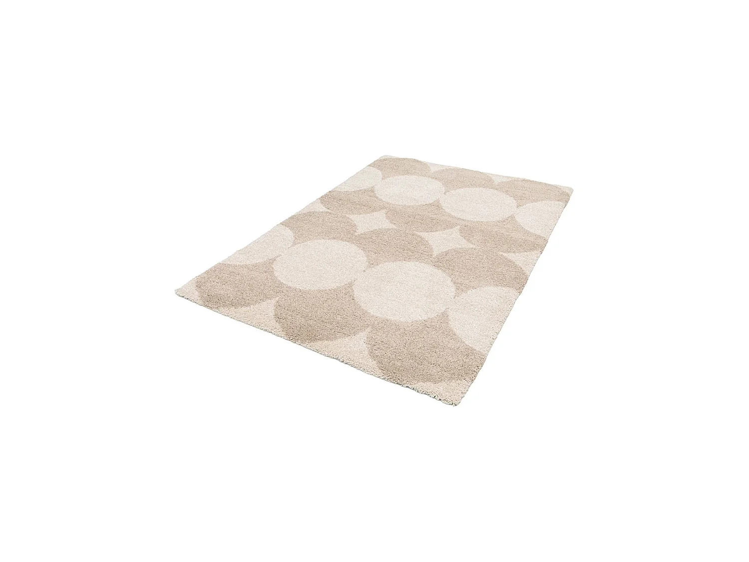 Tappeto da interno motivo cerchi crema e beige, Stella, 170x120x3 cm