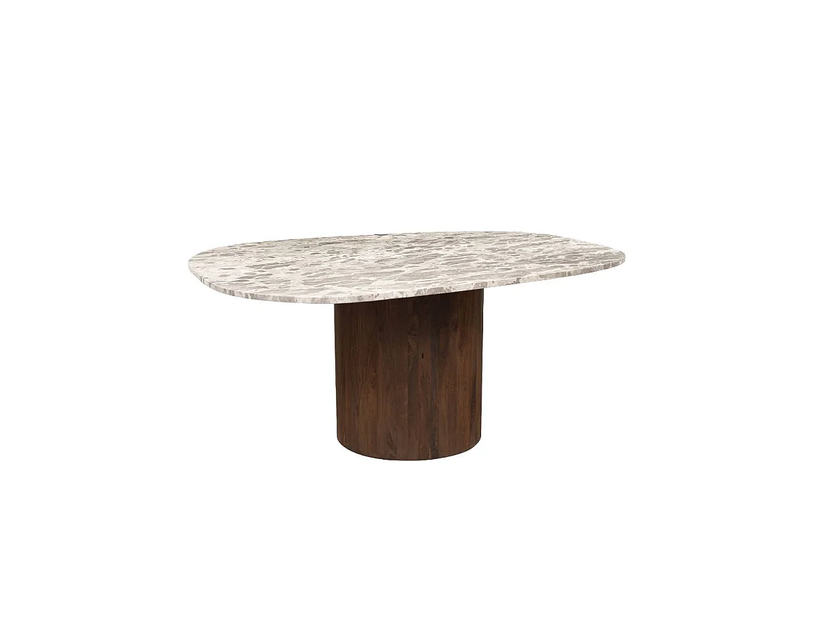 Table à manger en bois de manguier et en marbre Agnès