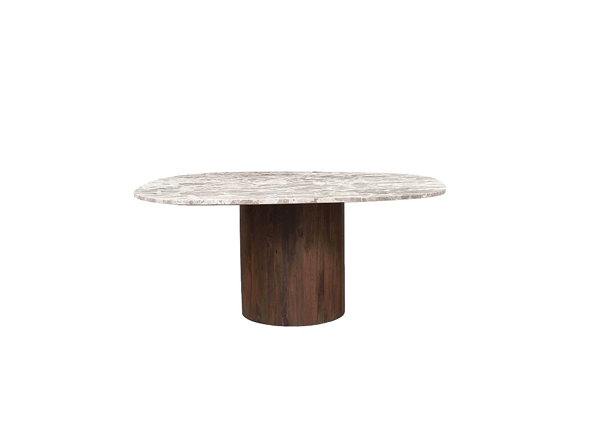 Table à manger en bois de manguier et en marbre Agnès