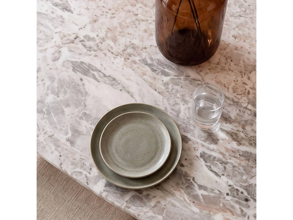 Table à manger en bois de manguier et en marbre Agnès