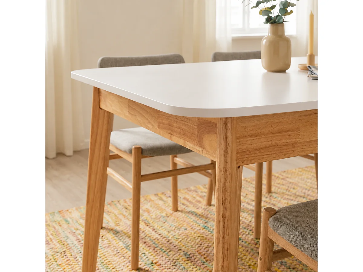 Table à manger extensible de 120 à 160 cm, pieds en bois massif - SOLINE