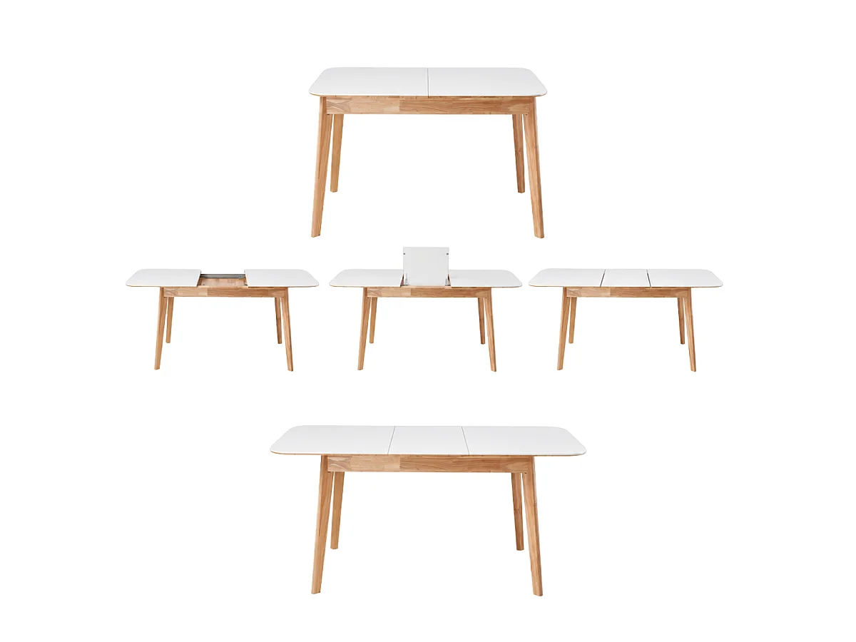 Table à manger extensible de 120 à 160 cm, pieds en bois massif - SOLINE