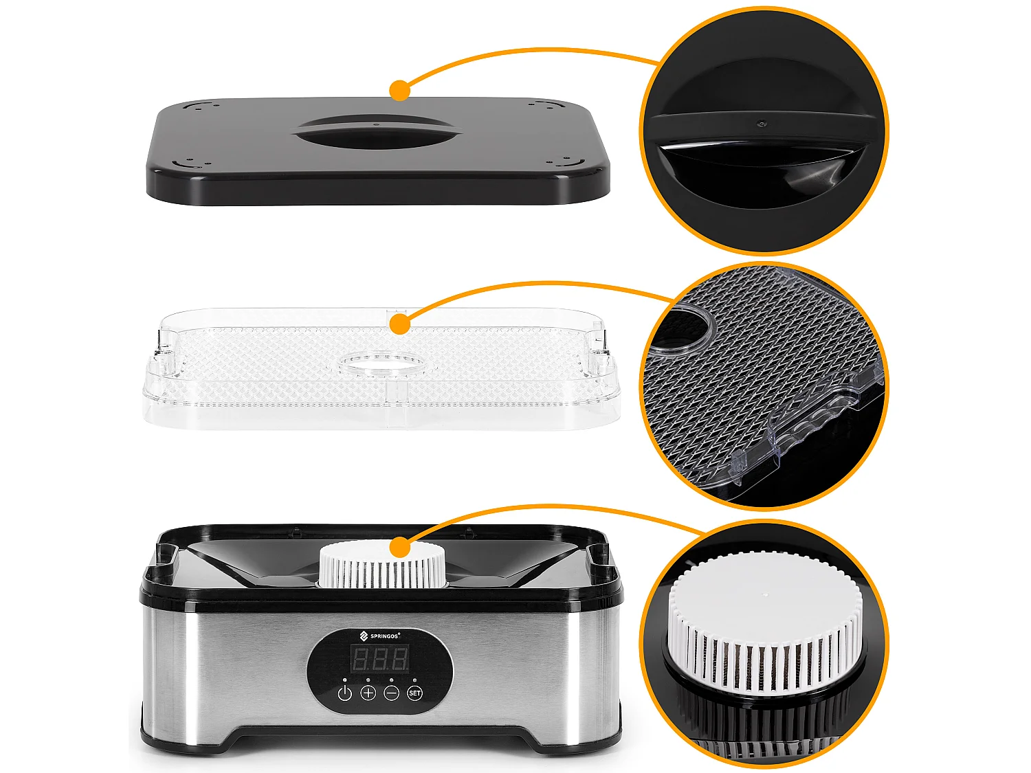 Deshidratador de alimentos Springos® – 6 bandejas, 400 W