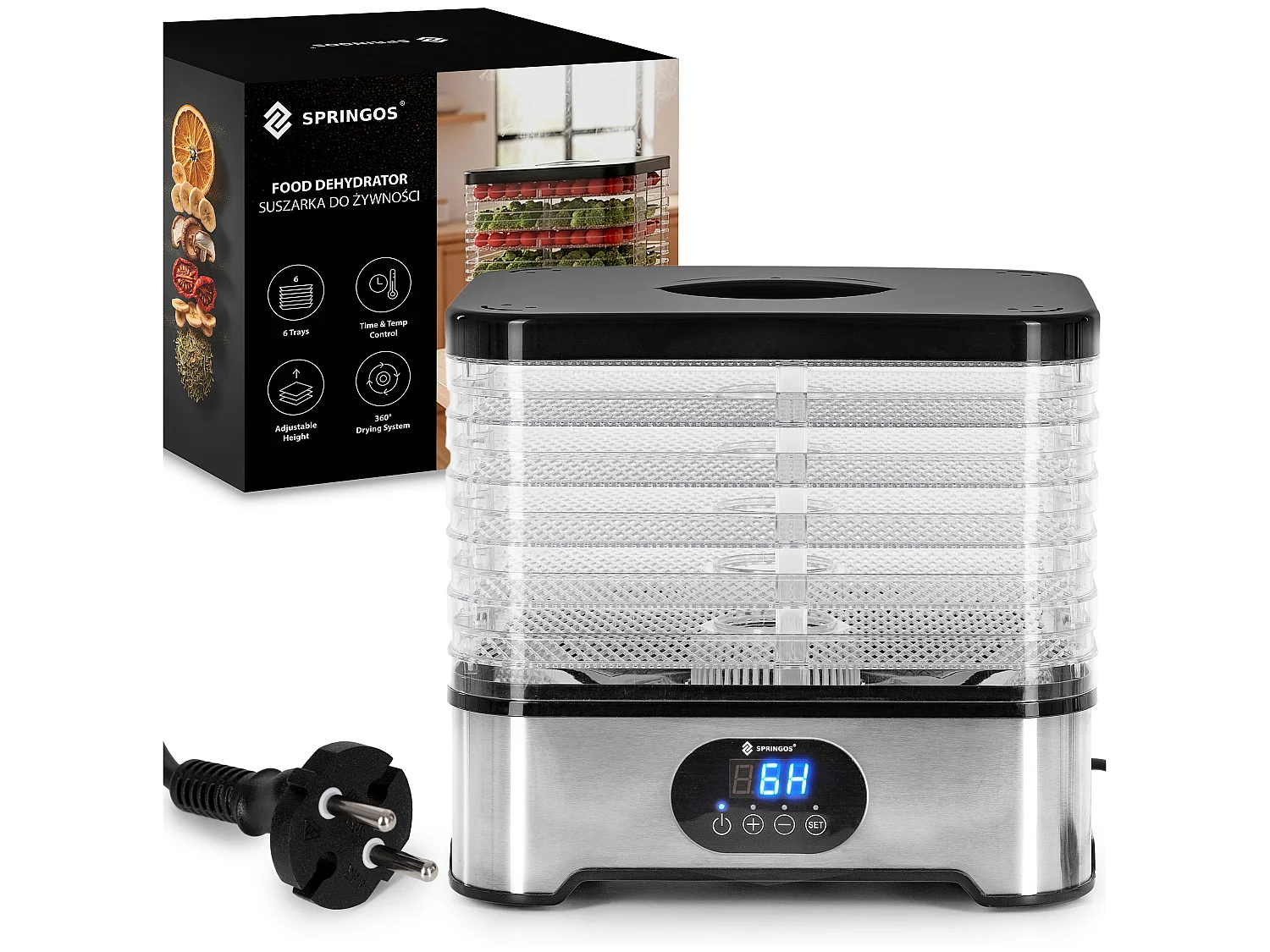 Deshidratador de alimentos Springos® – 6 bandejas, 400 W
