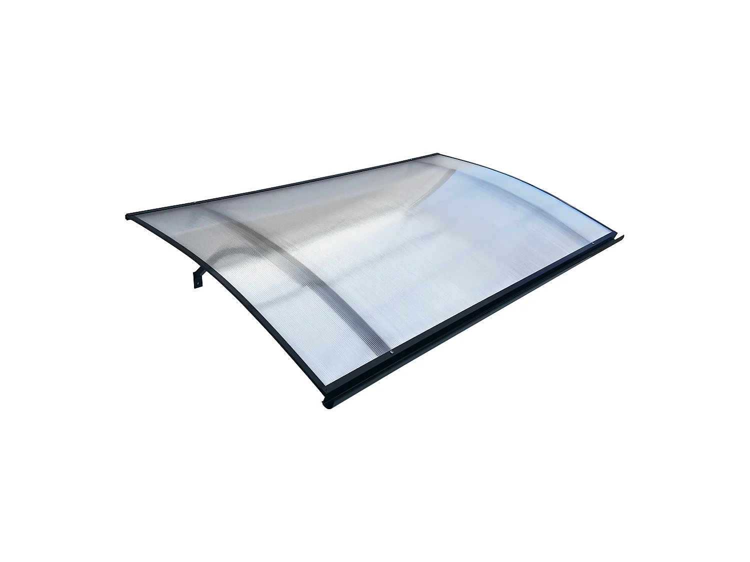Auvent de porte aluminium STARKEDACH L-160 – cintré, 160 x 100 cm, cadre gris anthracite RAL 7016, toit transparent