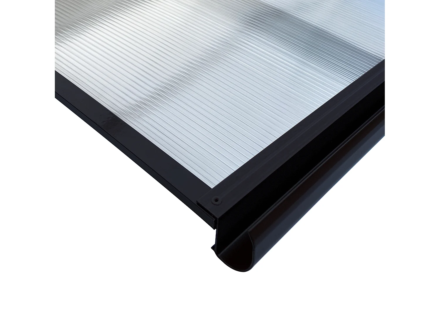 Auvent de porte aluminium STARKEDACH L-160 – cintré, 160 x 100 cm, cadre gris anthracite RAL 7016, toit transparent