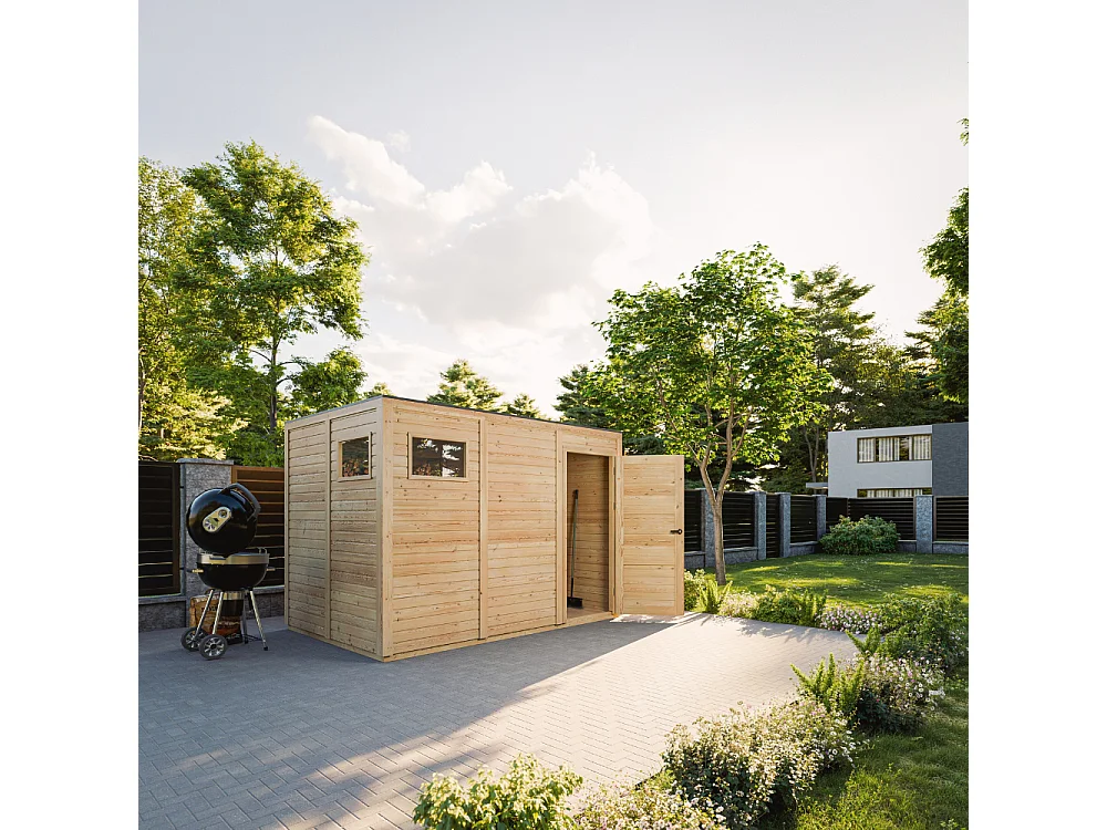 Wooden Garden Shed with Floor - 6.18 m² / 202x306xH216 cm - M326F2+M326G