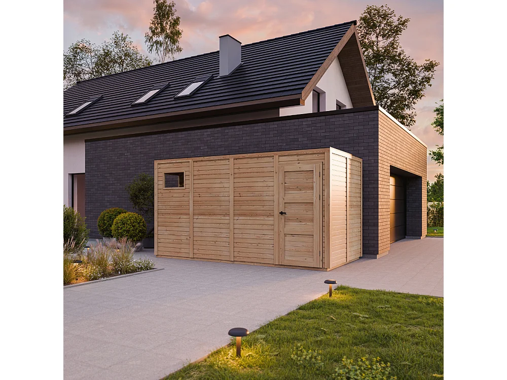 Wooden Garden Shed - 8,16 m² / 202x404xH210 cm - M327F2