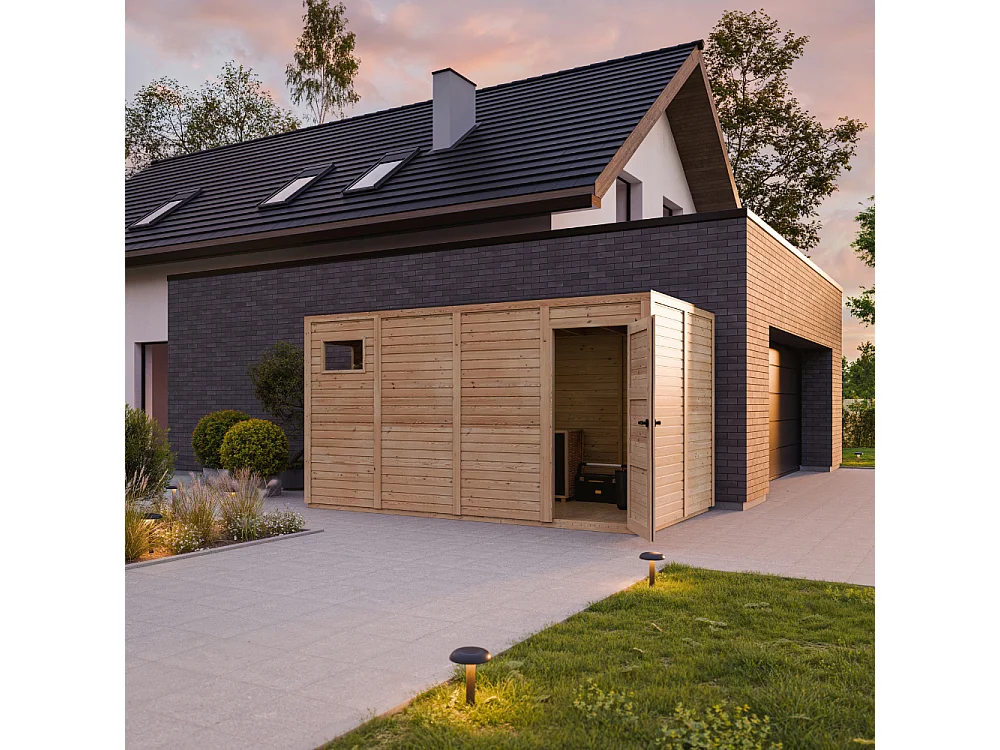 Wooden Garden Shed - 8,16 m² / 202x404xH216 cm - M327F2+M327G