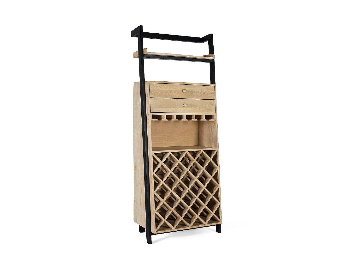Barkast van mangohout, 190 cm, Scandinavische industriële stijl