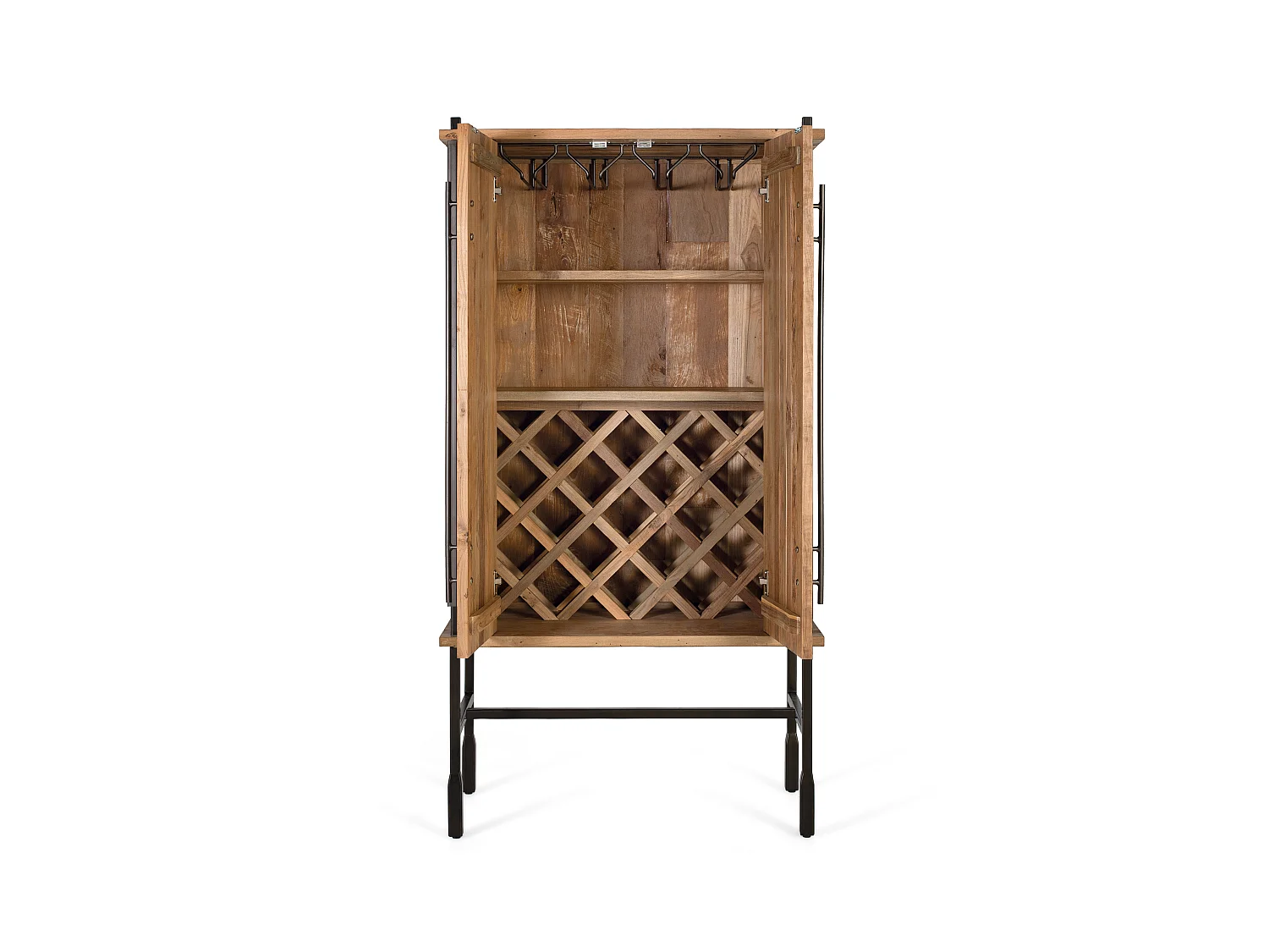 Teakhouten barkast 169 cm, rustieke industriële stijl