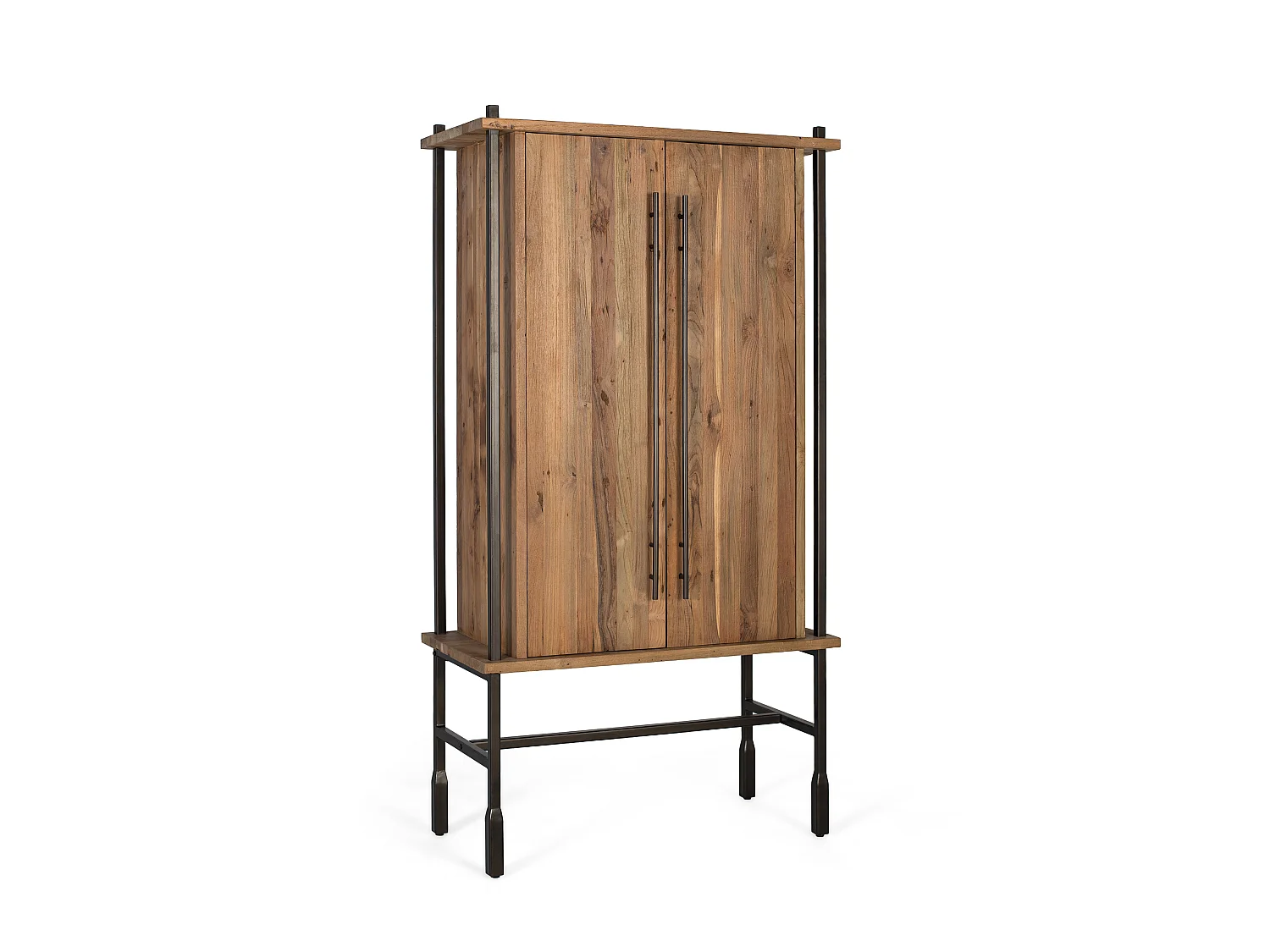 Teakhouten barkast 169 cm, rustieke industriële stijl