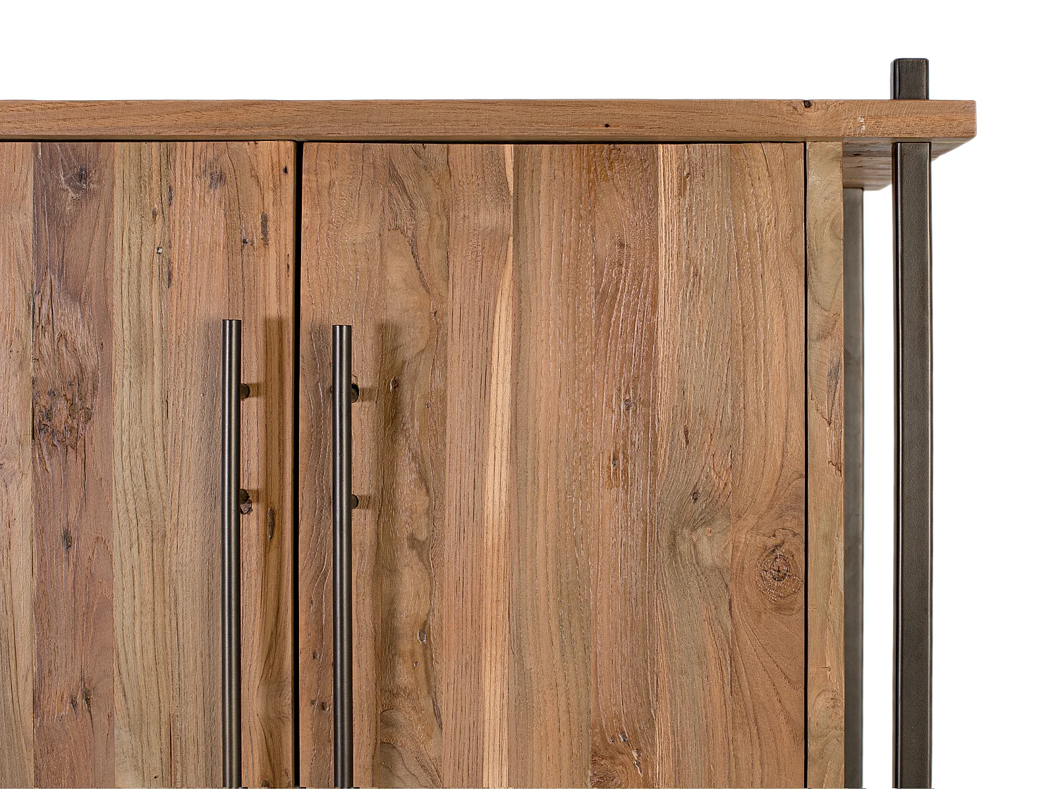 Teakhouten barkast 169 cm, rustieke industriële stijl