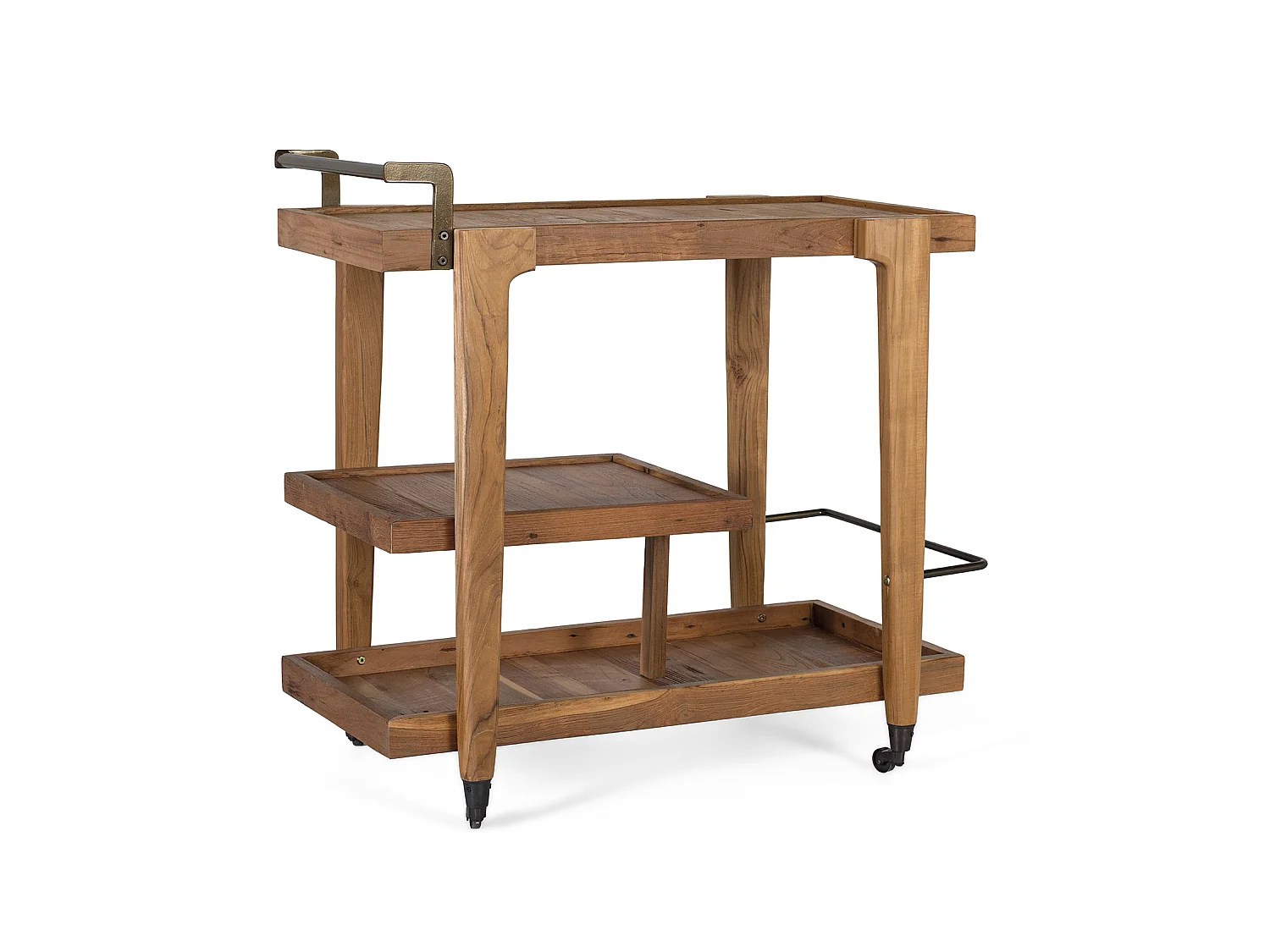 Teakhouten barkast van 85 cm met wielen, moderne stijl