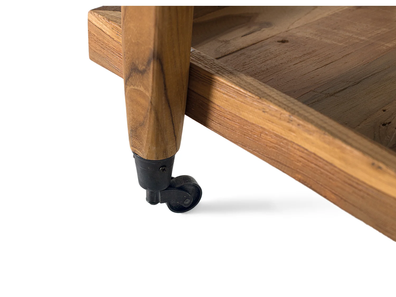 Teakhouten barkast van 85 cm met wielen, moderne stijl