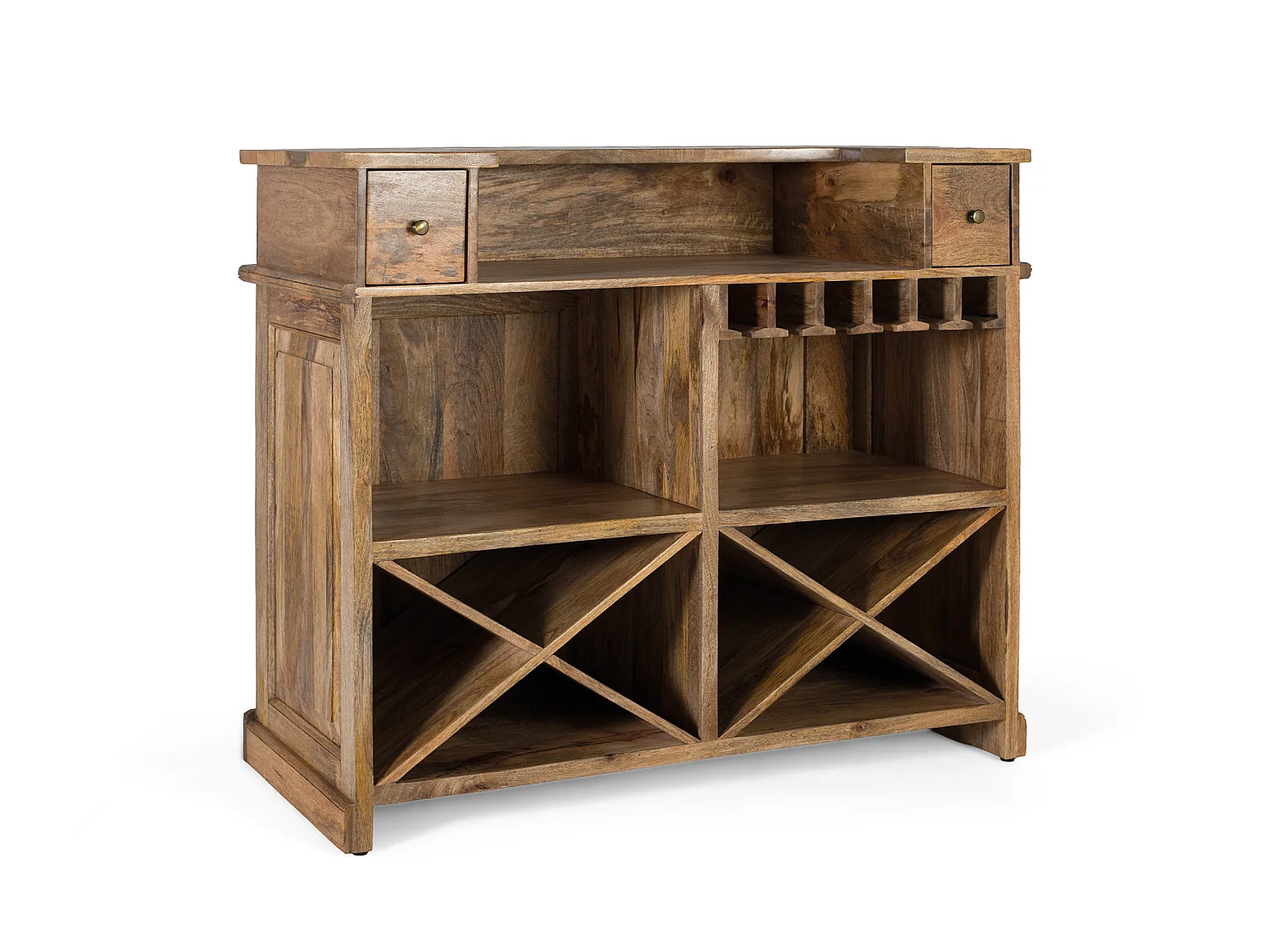 Teakhouten barkast 125 cm, rustieke koloniale stijl