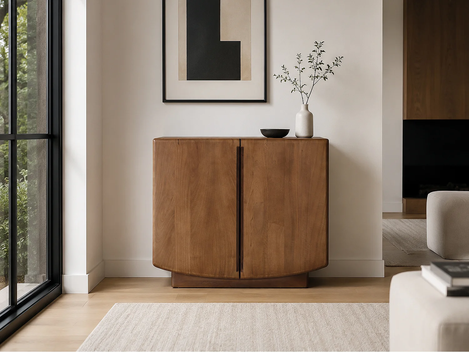 Buffet en Bois de Manguier 90 cm Style Scandinave Japandi