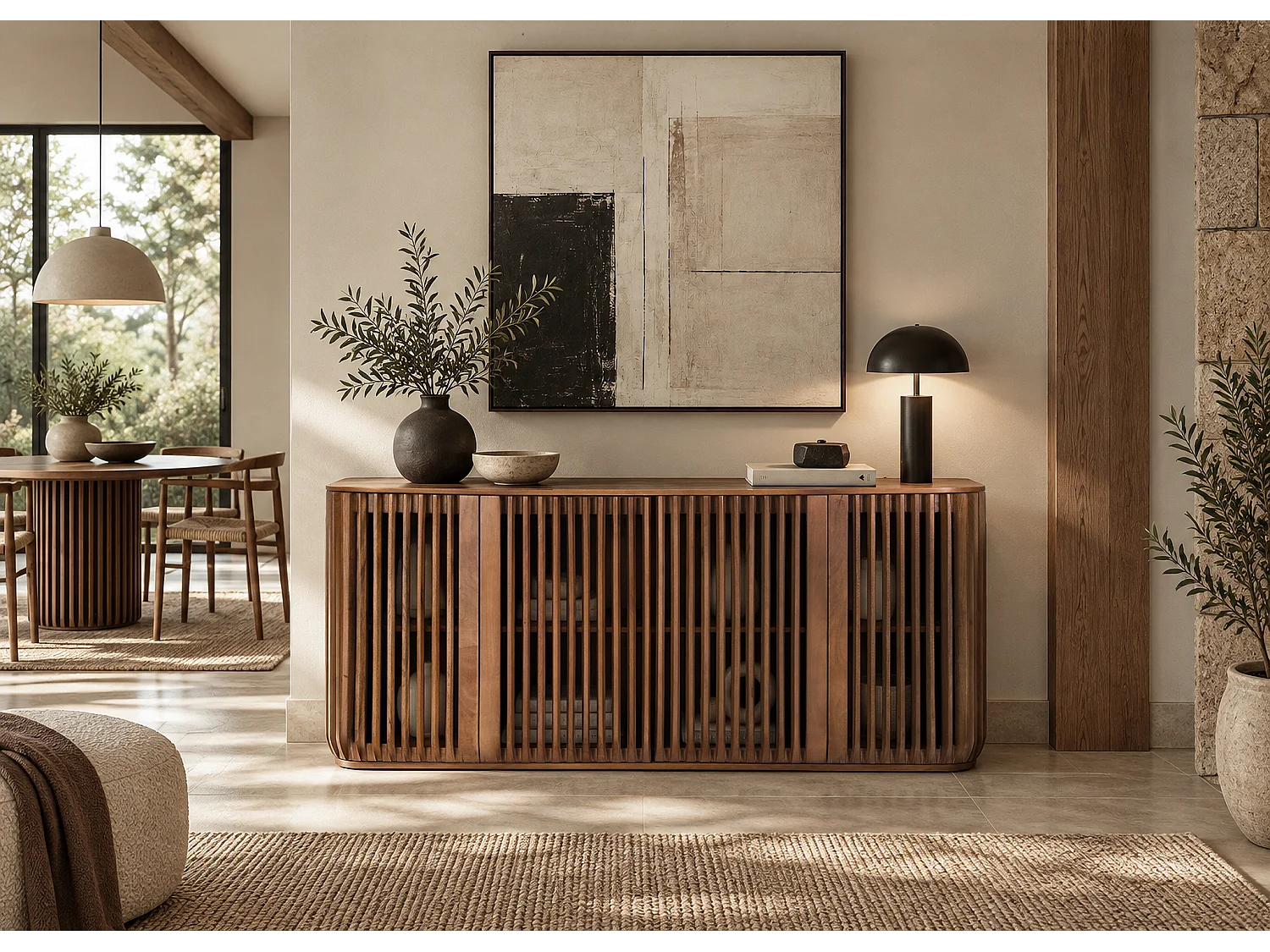 Buffet en Bois de Manguier 170 cm Style Contemporain