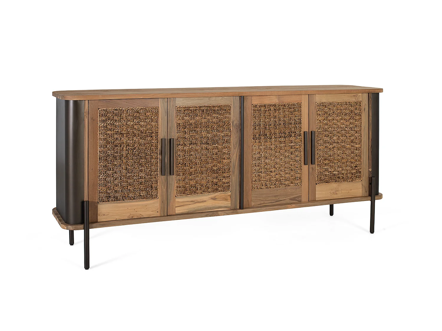 Buffet en Bois de Teck 200 cm Style Rustique Chic Industriel