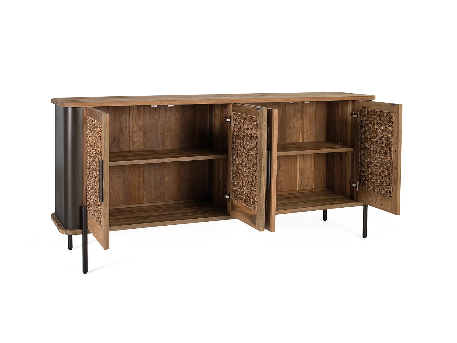 Buffet en Bois de Teck 200 cm Style Rustique Chic Industriel