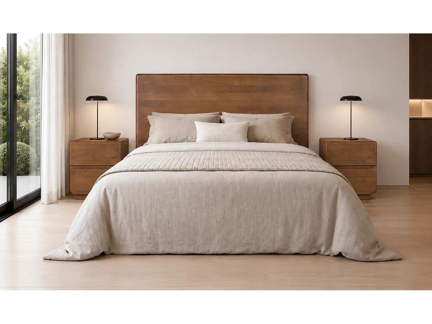 Tête de Lit en Bois de Manguier 160 cm Style Scandinave Japandi
