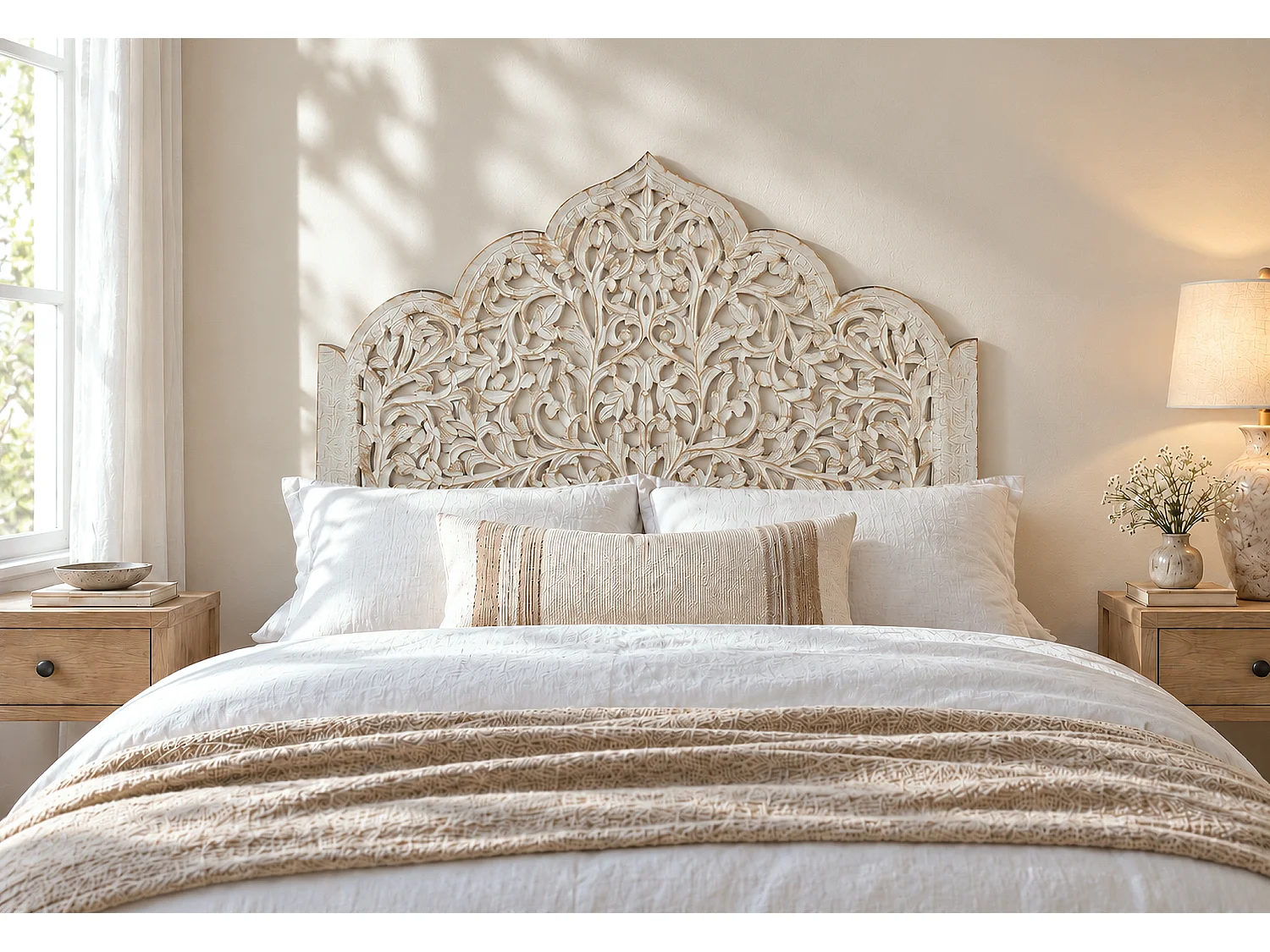 Tête de lit en MDF 100 cm Style Ethnique Sculpté
