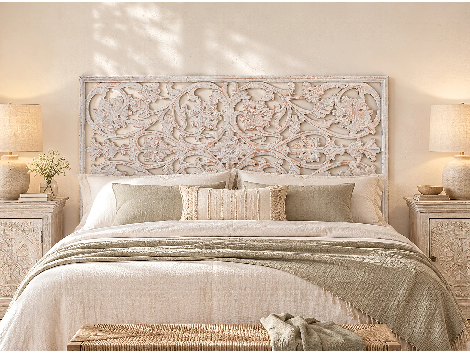 Tête de lit en MDF 165 cm Style Ethnique Sculpté