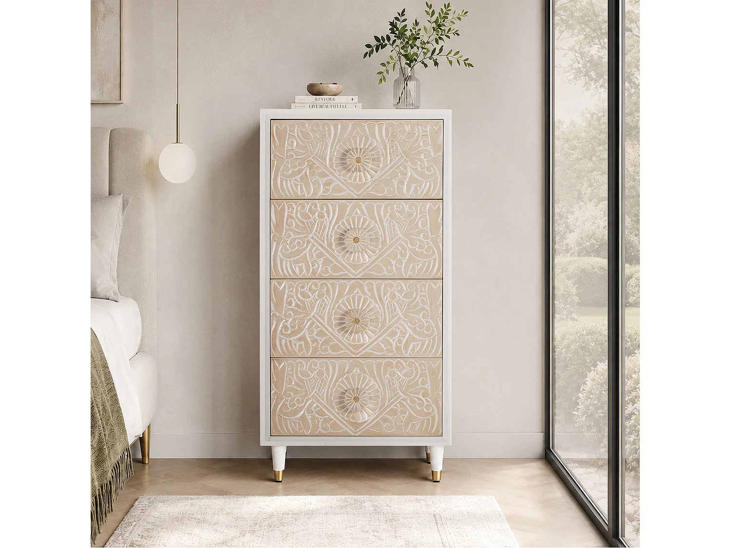 Kommode aus Mangoholz, 60 cm, moderner mediterraner Stil