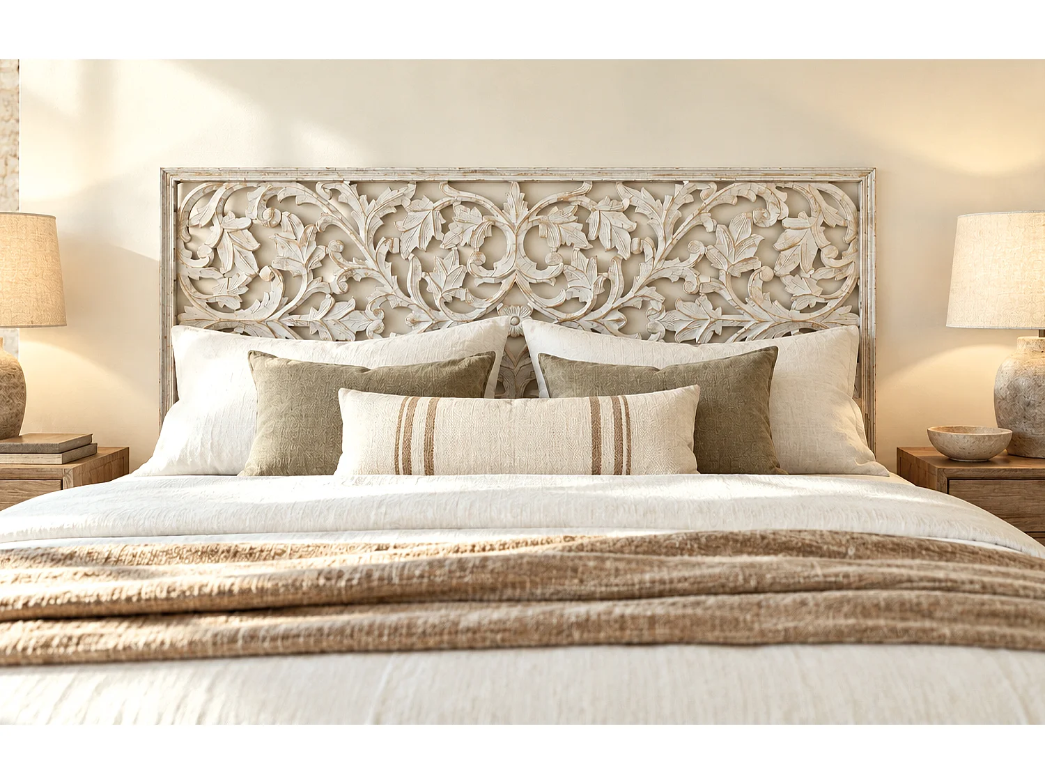 Tête de lit en MDF 165 cm Style Ethnique Sculpté