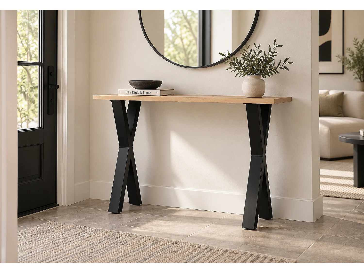 Console en Bois de Manguier 120 cm Style Rustique Industriel