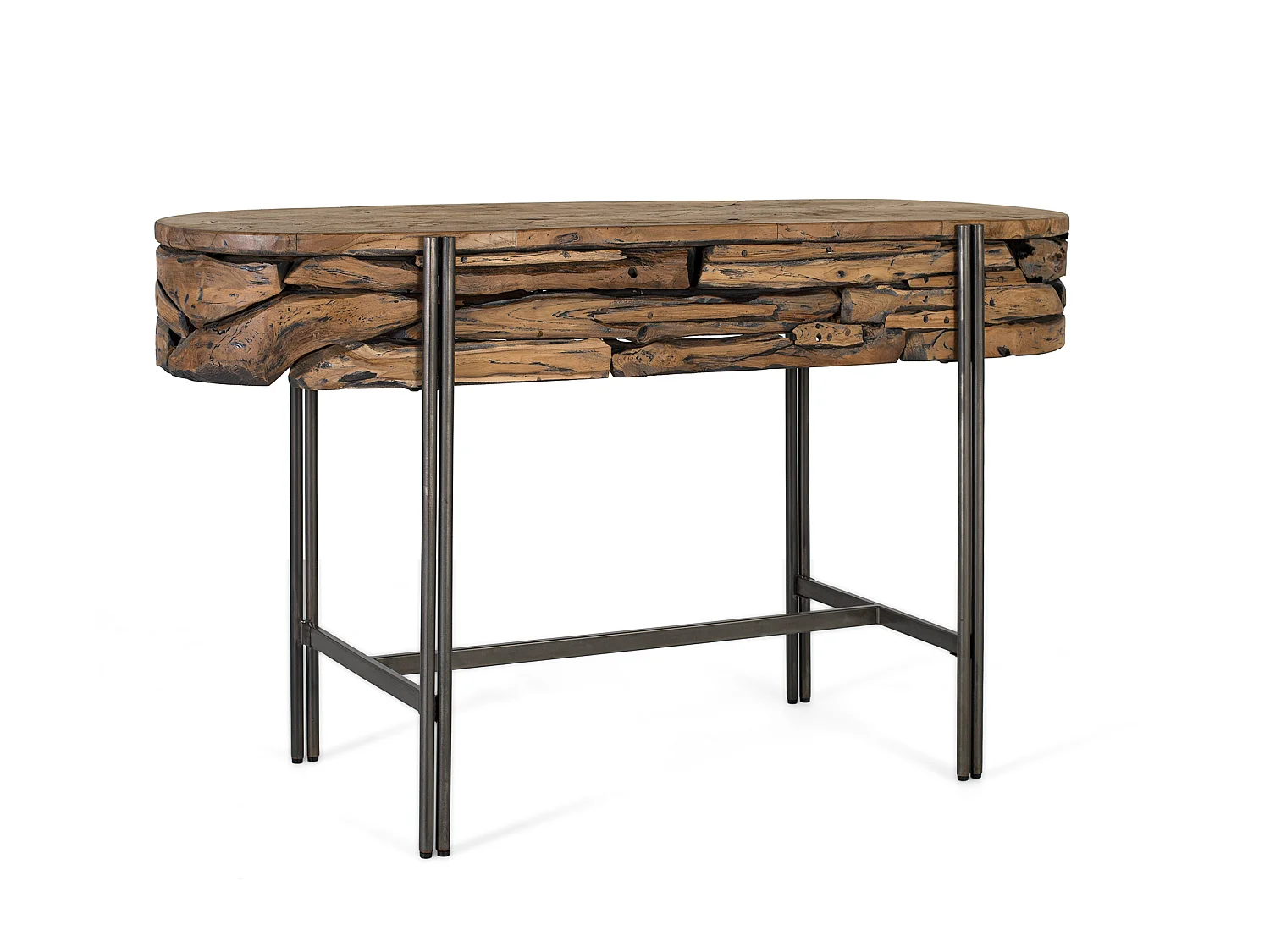 Console en Bois de Teck 140 cm Style Rustique Chic Industriel