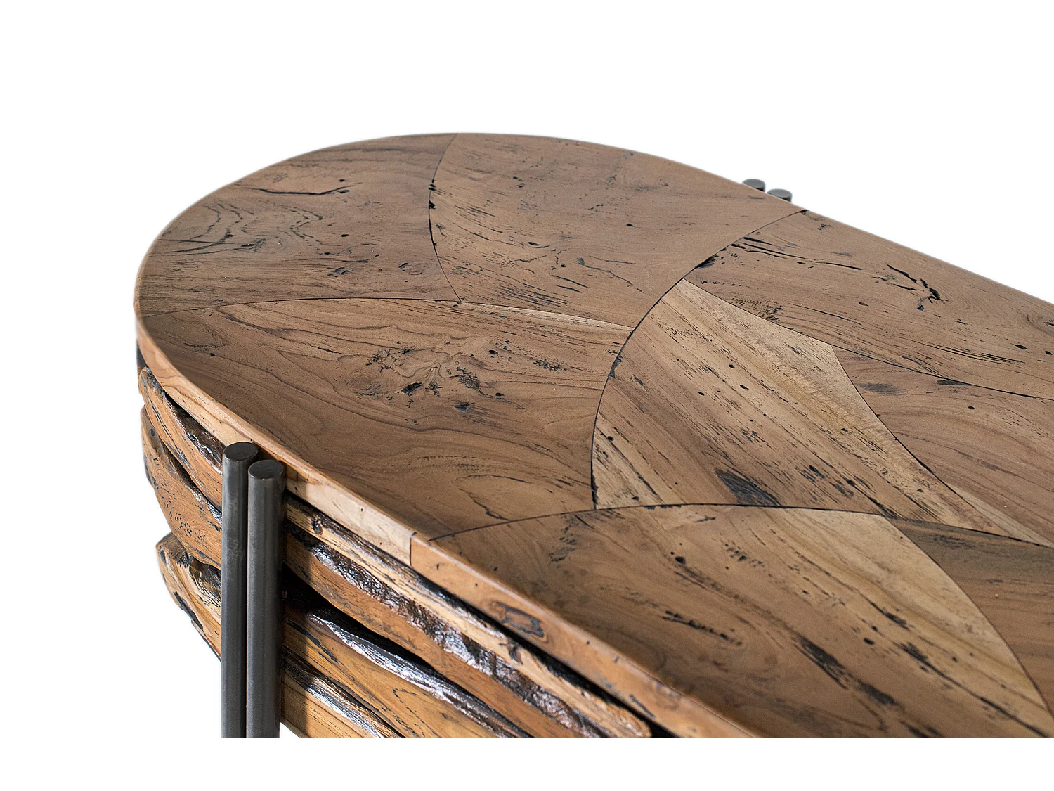 Console en Bois de Teck 140 cm Style Rustique Chic Industriel
