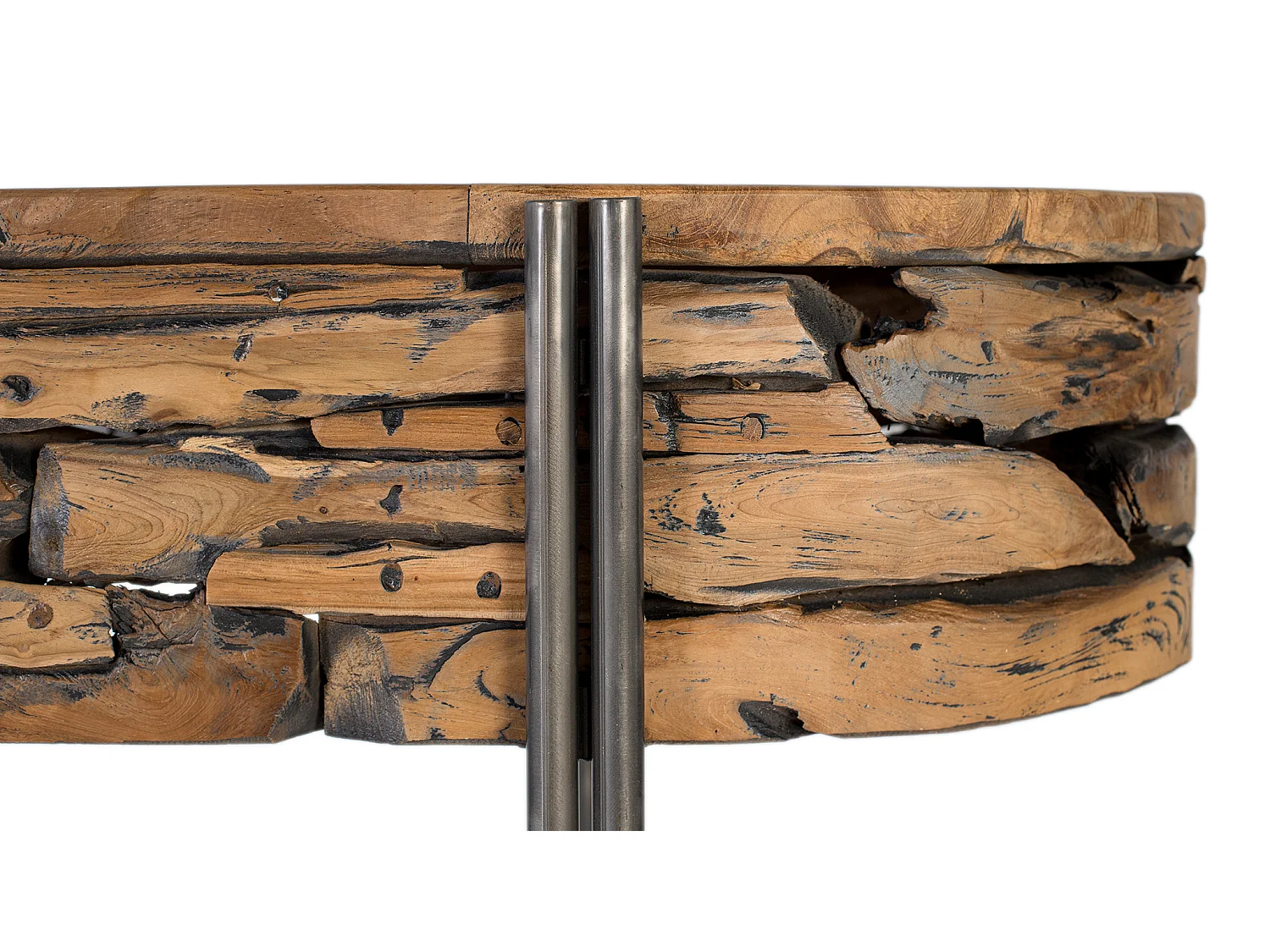 Console en Bois de Teck 140 cm Style Rustique Chic Industriel