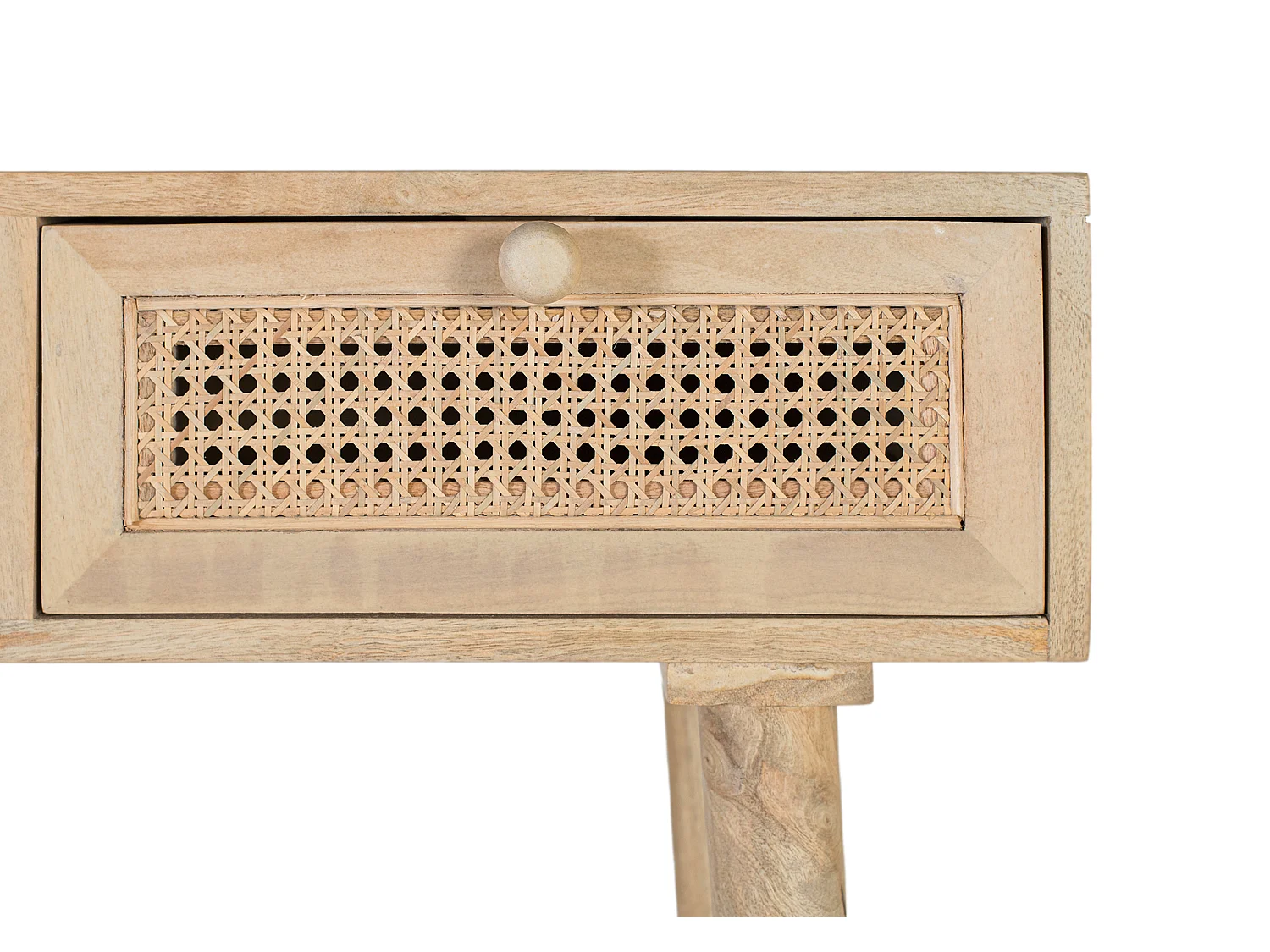Console en Bois de Manguier et Rotin 120 cm Style Japandi Scandinave