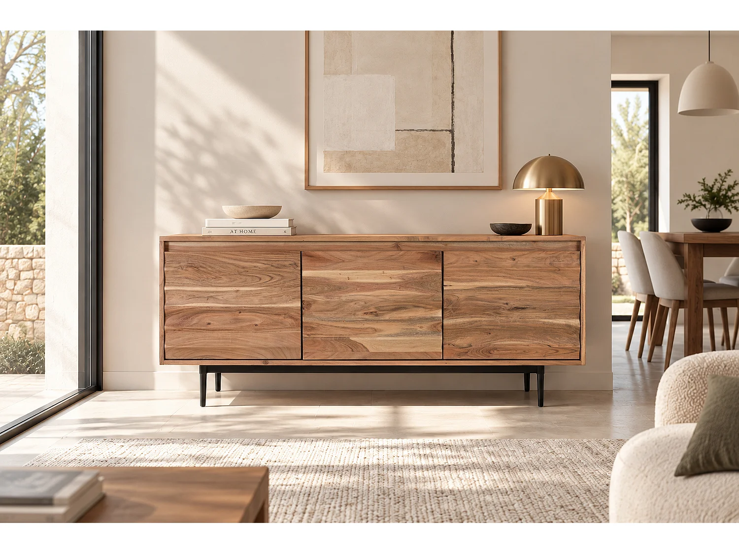 TV-Ständer aus Akazienholz, 150 cm, rustikal-moderner Stil