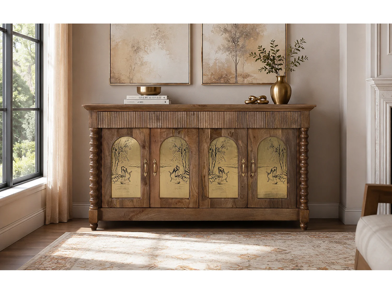 Buffet en Bois de Manguier 169 cm Style Ethnique Colonial