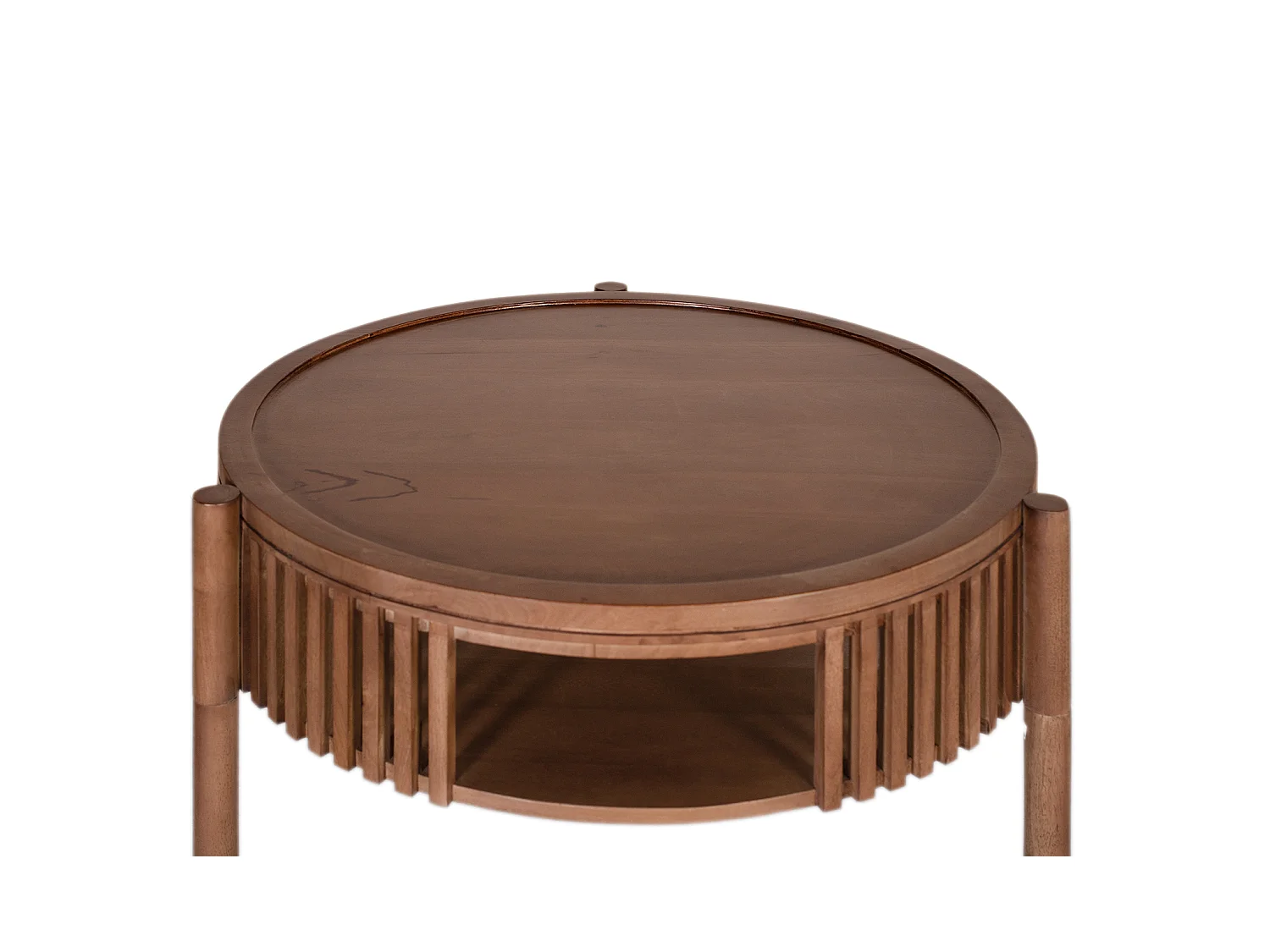 Mesa de centro em madeira de mangueira, 80 cm, estilo contemporâneo.