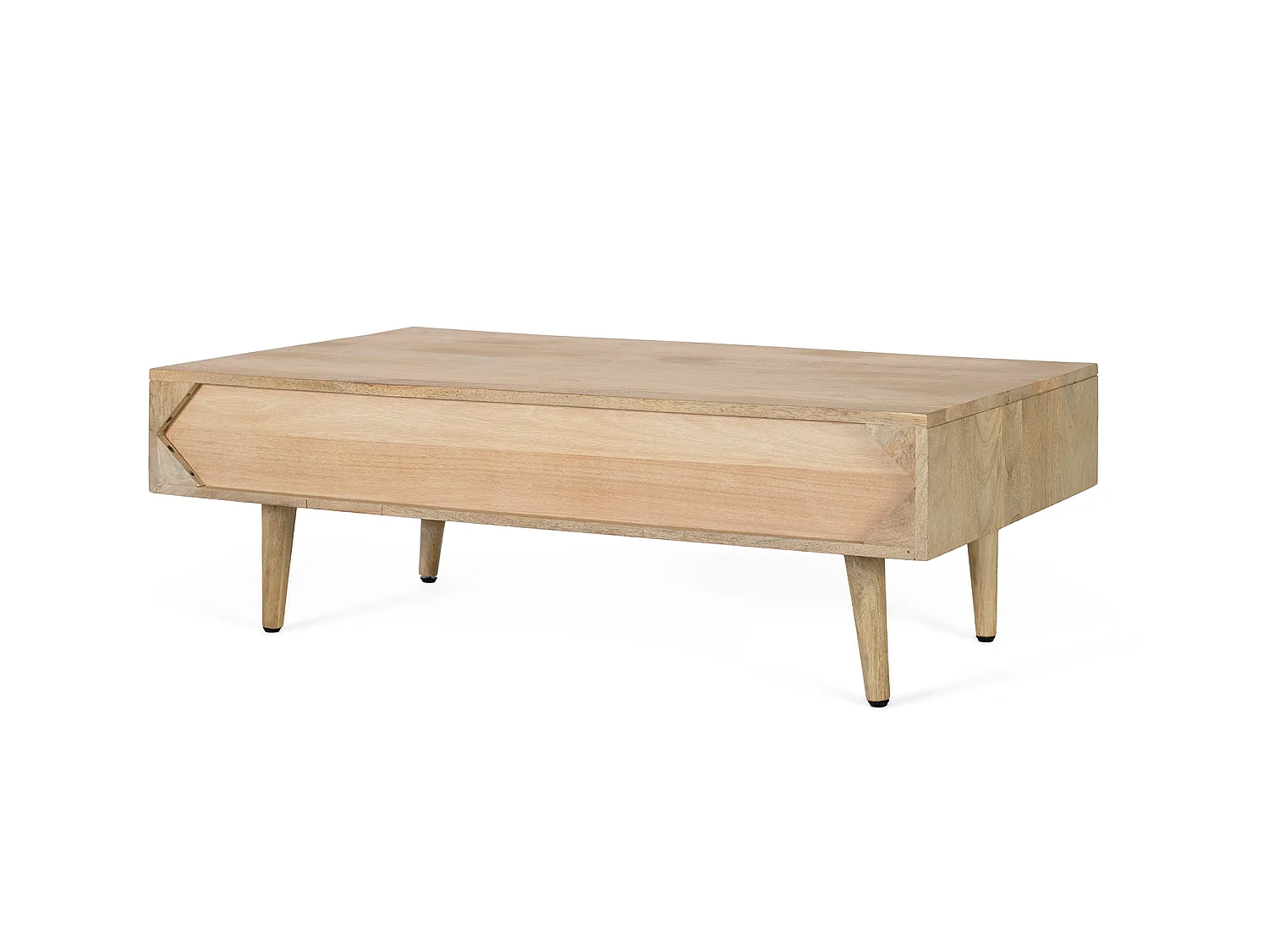 Couchtisch aus Mangoholz und Rattan, 120 cm, nordischer Japandi-Stil