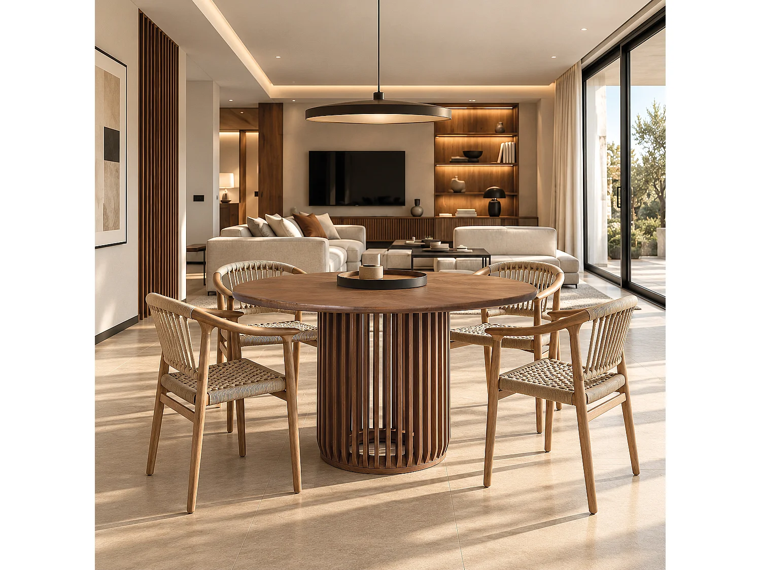 Table de Salle à Manger en Bois de Manguier 120 cm Style Contemporain